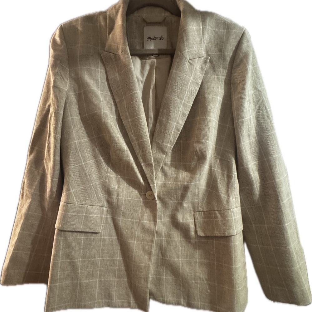 Madewell Light Tan Plaid Blazer